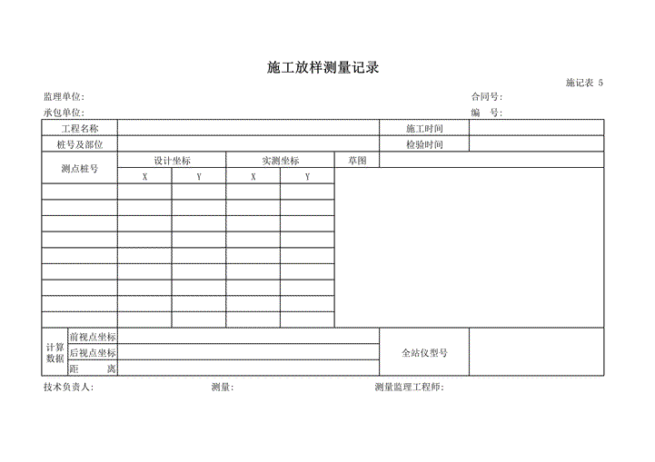 excel模板-施工放样记录表