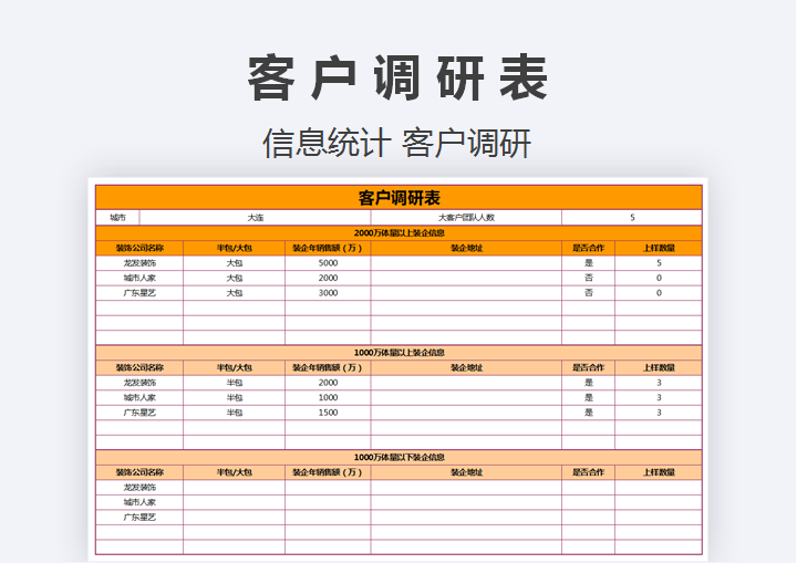 excel模板-客户调研表