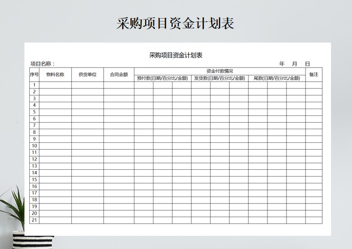 excel模板-采购项目资金计划表